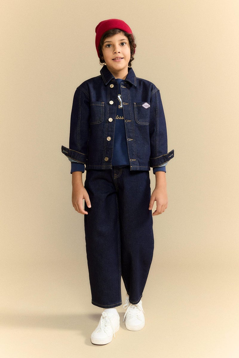 DeFacto Blue Boy Boy Denim Jacket Casual - Image 2